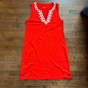 Lands End size medium red with white accents sleeveless dress